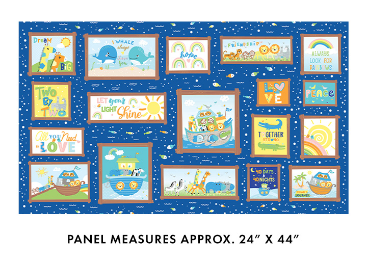 Noah's Journey Boxes Royal Blue Panel | Kanvas Studios | Benartex Fabrics | 12928-55 | Sold in 1/2 Yds