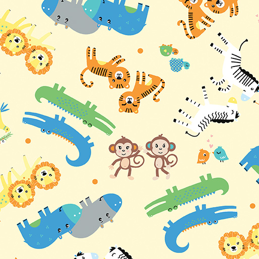 Noah's Journey Two By Two Animals Yellow | Kanvas Studios | Benartex Fabrics | 12932-33 | Sold in 1/2 Yds