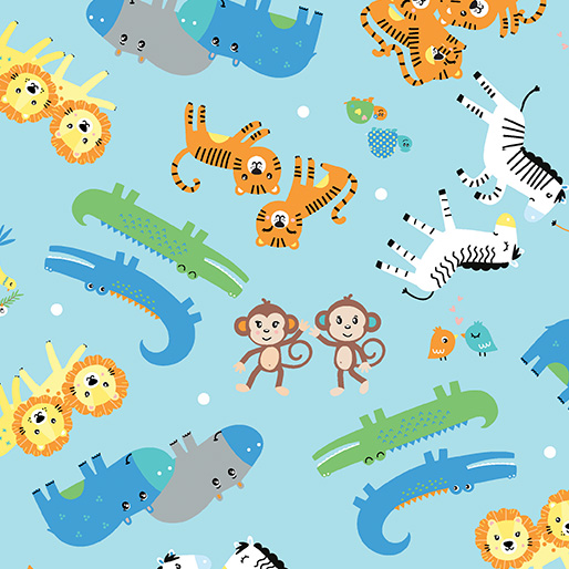 Noah's Journey Two By Two Animals Aqua | Kanvas Studios | Benartex Fabrics | 12932-80 | Sold in 1/2 Yds