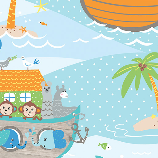 Noah's Journey Scenic Sky Blue | Kanvas Studios | Benartex Fabrics | 12933-50 | Sold in 1/2 Yds