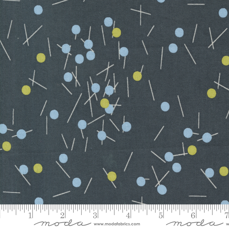 Bluish Pins and Buttons Charcoal | Zen Chic | Moda Fabrics | 1825 17 | Sold in 1/2 Yd