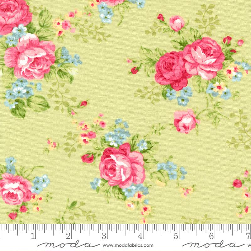 Ellie Main Floral Green | Brenda Riddle of Acorn Quilts | Moda Fabrics | 18760 14 | Sold in 1/2 Yd