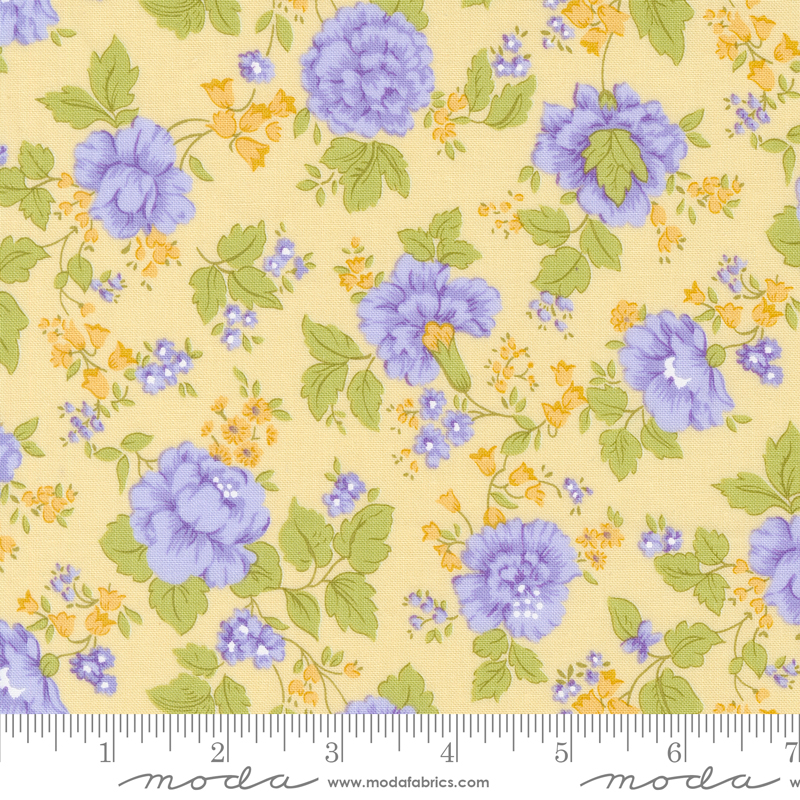 Georgia Main Floral Soft Yellow | Brenda Riddle of Acorn Quilts | Moda Fabrics | 18770 14 | Sold in 1/2 Yd