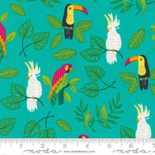 Jungle Paradise Peacock Birds | Stacy Iest Hsu | Moda Fabrics | 20782 18 | Sold in 1/2 Yds