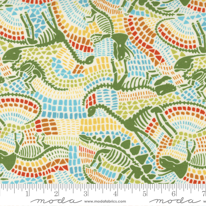 Stomp Stomp Roar Fossil Bone | Stacy Iest Hsu | Moda Fabrics | 20822 11 | Sold in 1/2 Yd