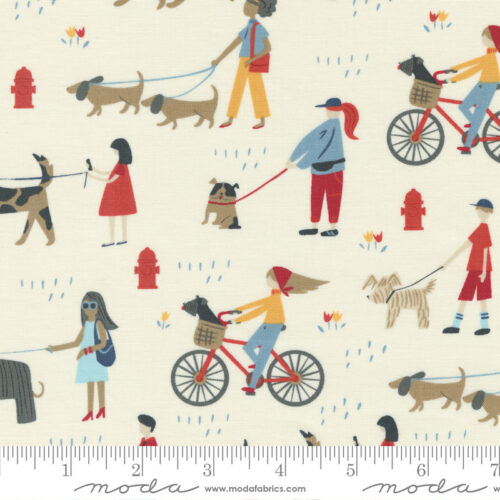 Dog Daze Daily Walk Cream | Stacy Iest Hsu | Moda Fabrics | 20840 11 | Sold in 1/2 Yd