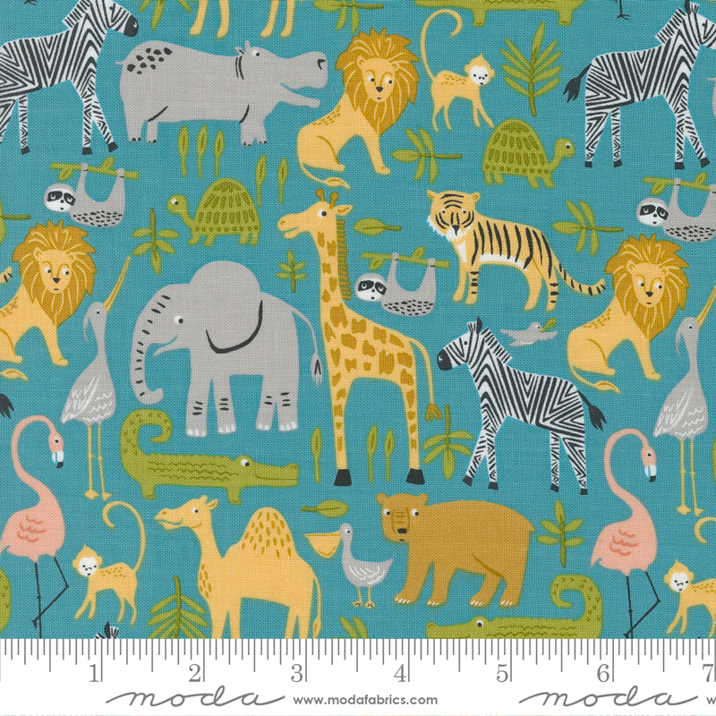 Noah's Ark Animal Parade Sea | Stacy Iest Hsu | Moda Fabrics | 20870 18 | Sold in 1/2 Yd