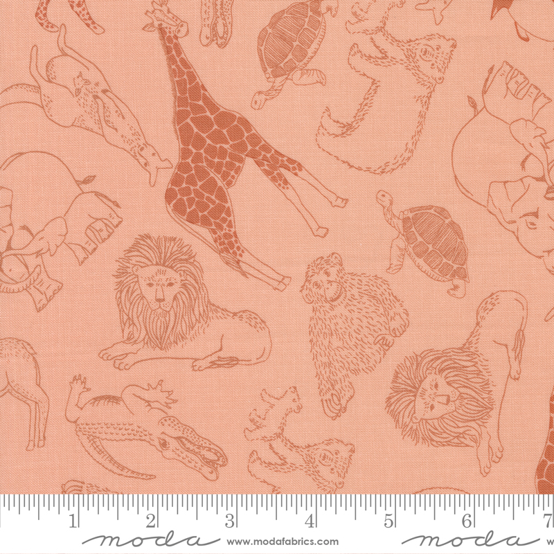 Noah's Ark Animal Toss Peach | Stacy Iest Hsu | Moda Fabrics | 20872 15 | Sold in 1/2 Yd