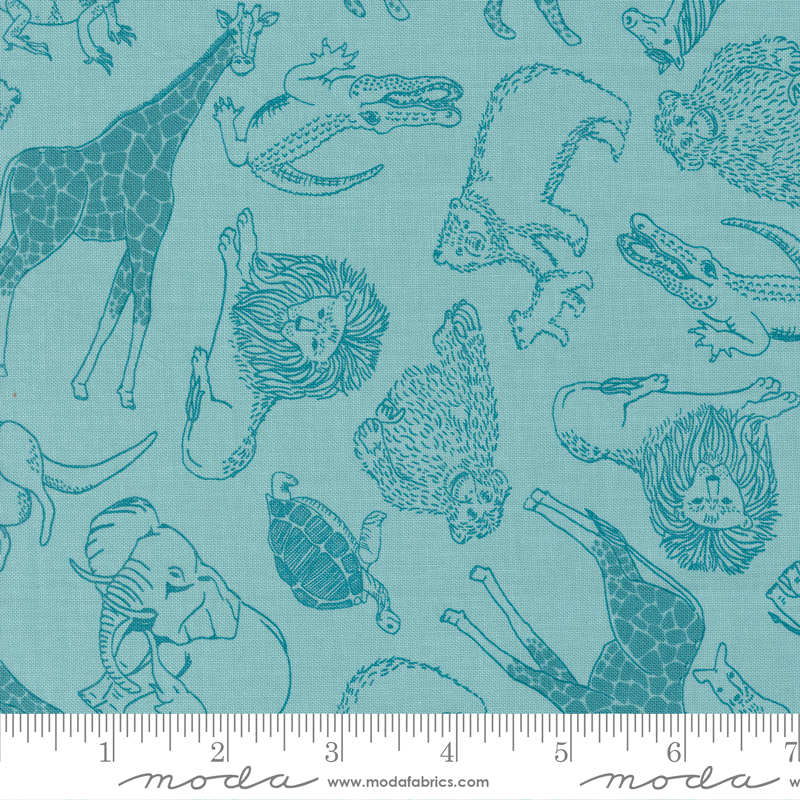 Noah's Ark Animal Toss Sky | Stacy Iest Hsu | Moda Fabrics | 20872 17 | Sold in 1/2 Yd
