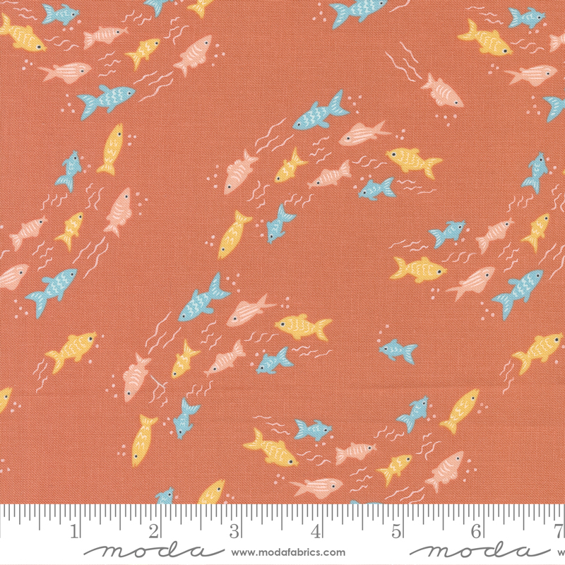 Noah's Ark Fishy Fish Coral | Stacy Iest Hsu | Moda Fabrics | 20874 16 | Sold in 1/2 Yd
