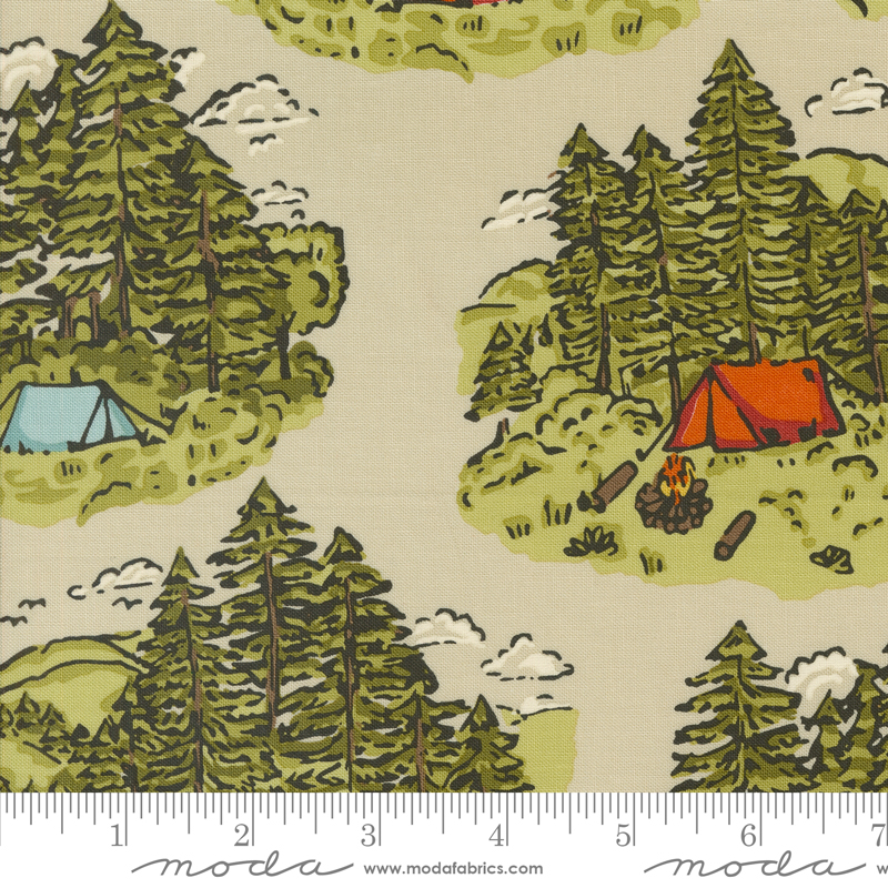 The Great Outdoors Vintage Camping Sand | Stacy Iest Hsu | Moda Fabrics | 20880 12 | Sold in 1/2 Yd