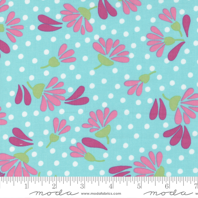 Picnic Pop Wild Flowerberry Awesome Aqua | Me & My Sister Designs | Moda Fabrics | 22431 14 | Sold in 1/2 Yd