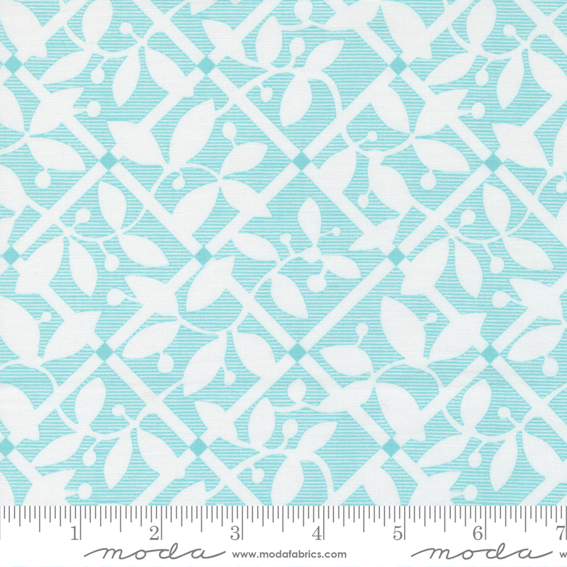Picnic Pop Trellis Awesome Aqua | Me & My Sister Designs | Moda Fabrics | 22435 11 | Sold in 1/2 Yd
