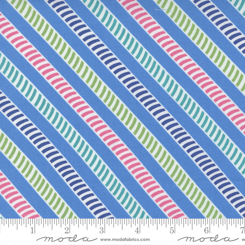 Picnic Pop Stripe Bright Blue | Me & My Sister Designs | Moda Fabrics | 22436 13 | Sold in 1/2 Yd