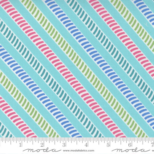 Picnic Pop Stripe Awesome Aqua | Me & My Sister Designs | Moda Fabrics | 22436 14 | Sold in 1/2 Yd