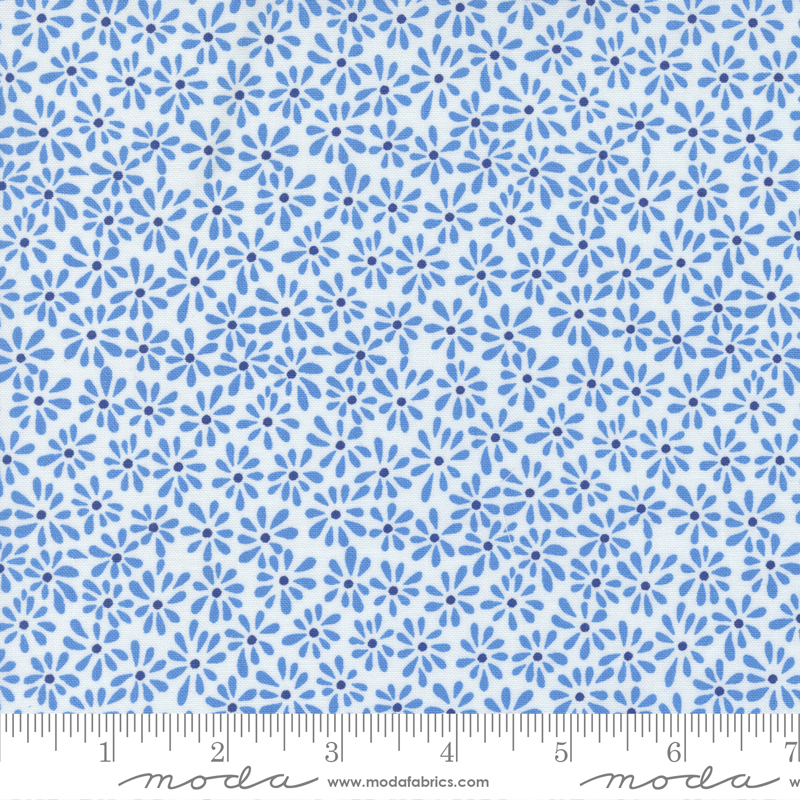 Picnic Pop Doodle Flowers Bright Blue | Me & My Sister Designs | Moda Fabrics | 22438 23 | Sold in 1/2 Yd