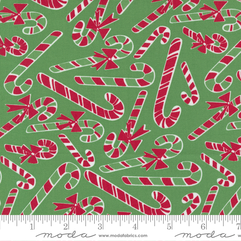 Reindeer Games Candy Canes Evergreen | Me And My Sister Designs | Moda Fabrics | 22441 12 | Sold in 1/2 Yd