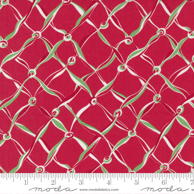 Reindeer Games Criss Cross Ribbon Poinsettia Red | Me And My Sister Designs | Moda Fabrics | 22443 13 | Sold in 1/2 Yd
