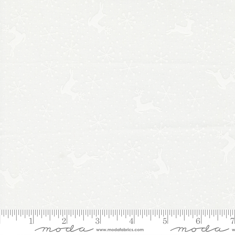 Reindeer Games Tossed Reindeer Winter White Ton | Me And My Sister Designs | Moda Fabrics | 22446 21 | Sold in 1/2 Yd