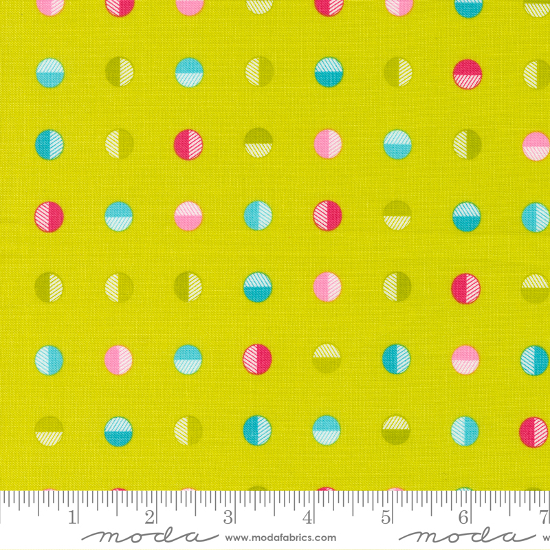 Sweet and Plenty Half Moon Dot Limeade | Me and My Sister Designs | Moda Fabrics | 22452 18 | Sold in 1/2 Yd