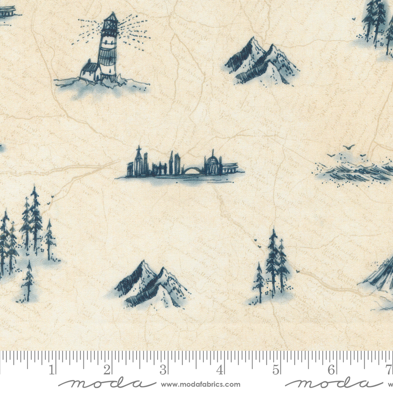 Longshore Bucket List Flag | Janet Clare | Moda Fabrics | 24610 12 | Sold in 1/2 Yd