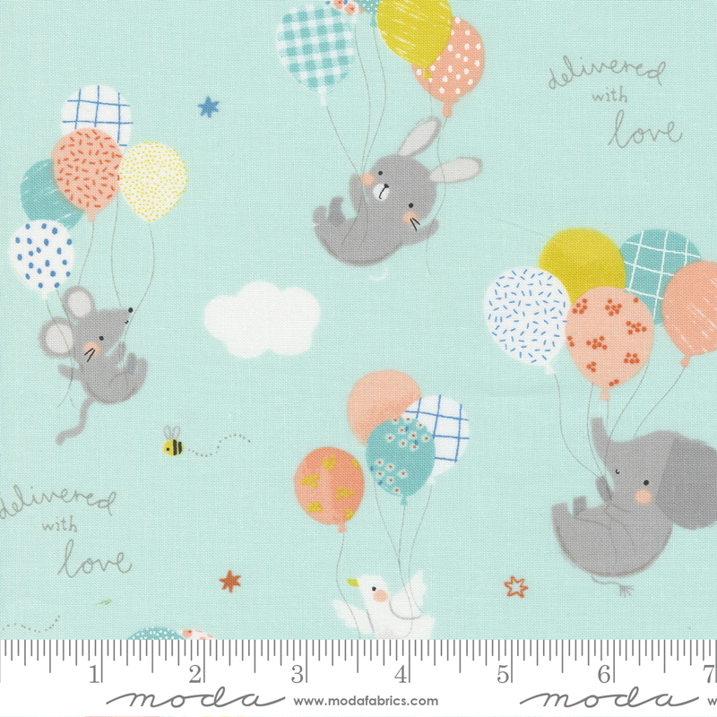 Delivered With Love Special Delivery Light Aqua | Paper and Cloth | Moda Fabrics | 25130 14 | Sold in 1/2 Yd