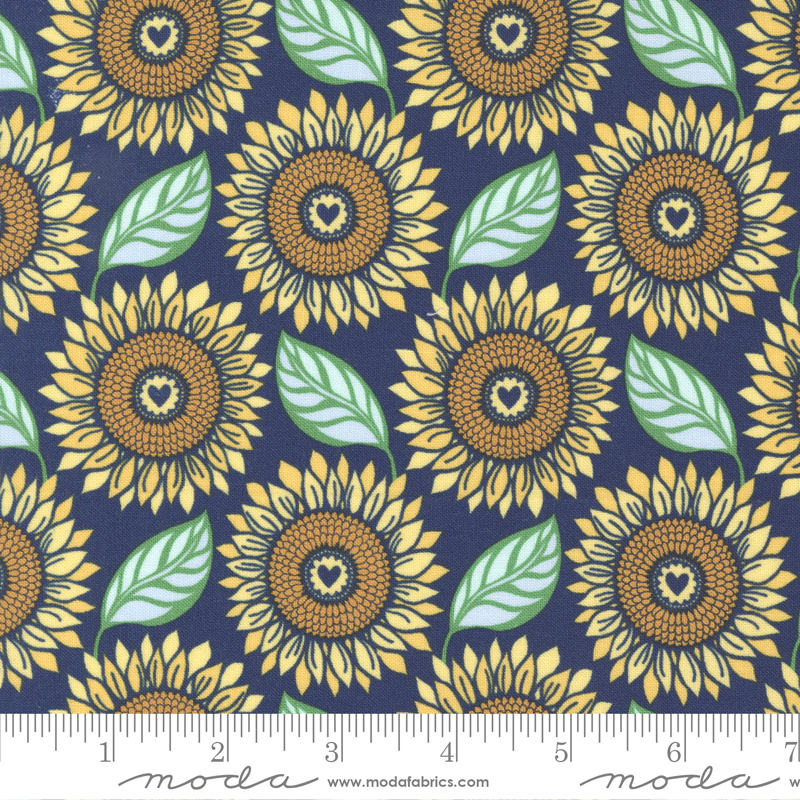 Sunflowers My Heart Tournesol Dusk | Kate Spain | Moda Fabrics | 27321 19 | Sold in 1/2 Yd