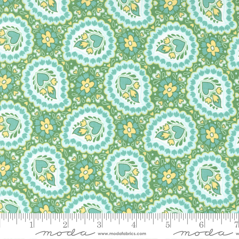 Sunflowers My Heart Paisley Shamrock | Kate Spain | Moda Fabrics | 27323 14 | Sold in 1/2 Yd