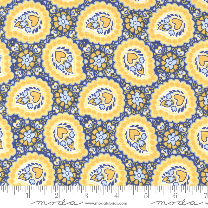 Sunflowers My Heart Paisley Ocean | Kate Spain | Moda Fabrics | 27323 18 | Sold in 1/2 Yd