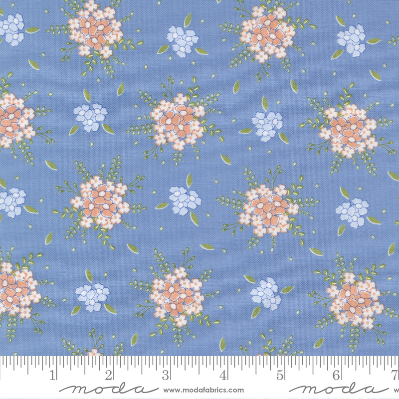 Peachy Keen Blooming Blue | Corey Yoder | Moda Fabrics | 29172 15 | Sold in 1/2 Yd