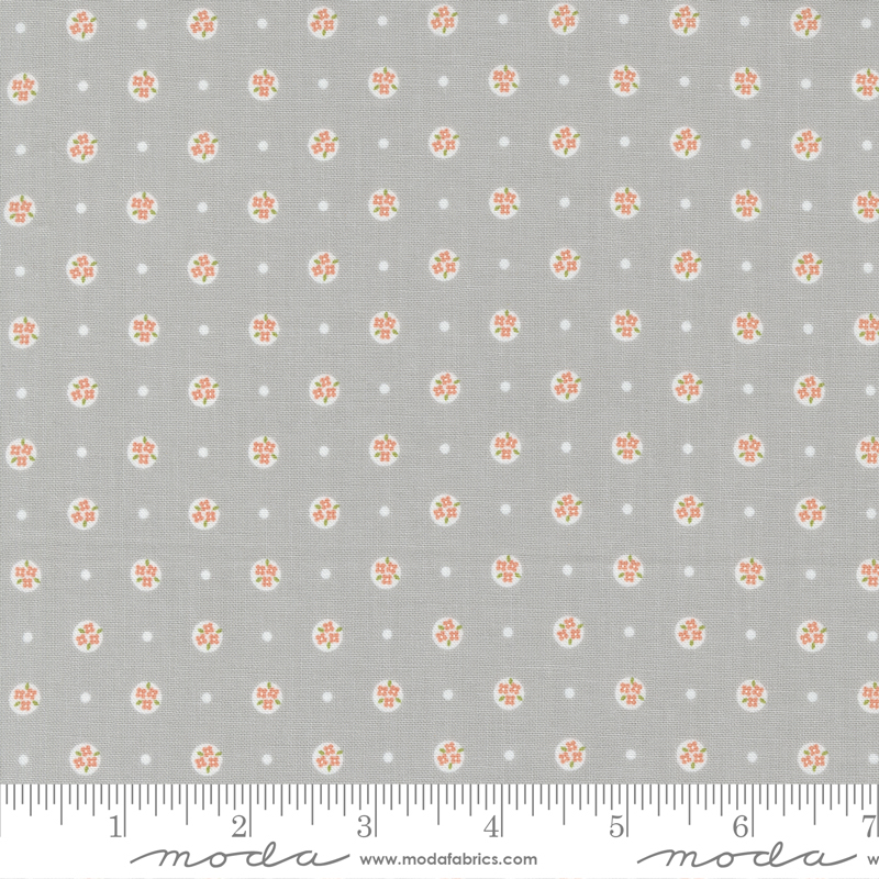 Peachy Keen Posy Polka Grey | Corey Yoder | Moda Fabrics | 29174 12 | Sold in 1/2 Yd