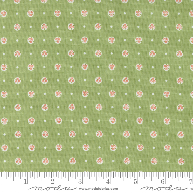 Peachy Keen Posy Polka Fern | Corey Yoder | Moda Fabrics | 29174 13 | Sold in 1/2 Yd