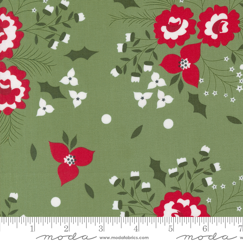 Starberry Holiday Rose Green | Corey Yoder | Moda Fabrics | 29180 13 | Sold in 1/2 Yd