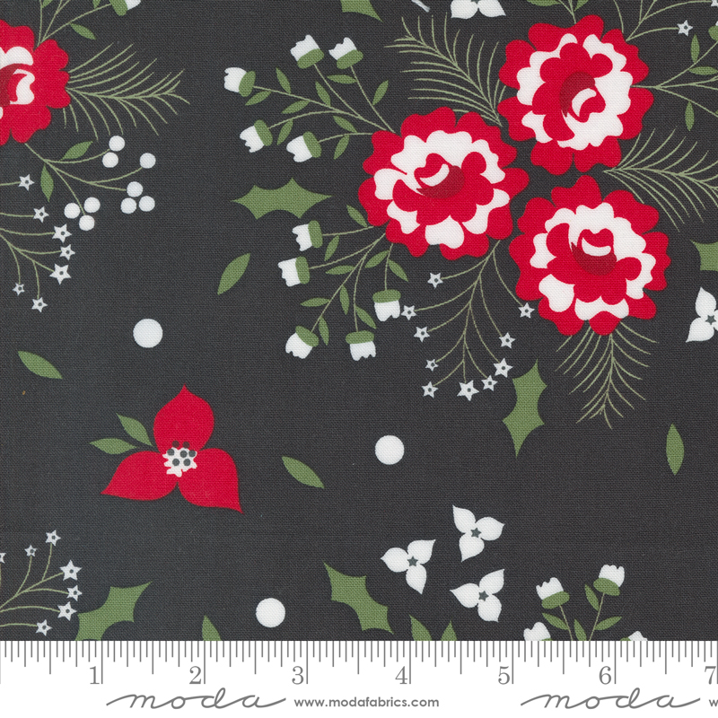 Starberry Holiday Rose Charcoal | Corey Yoder | Moda Fabrics | 29180 14 | Sold in 1/2 Yd