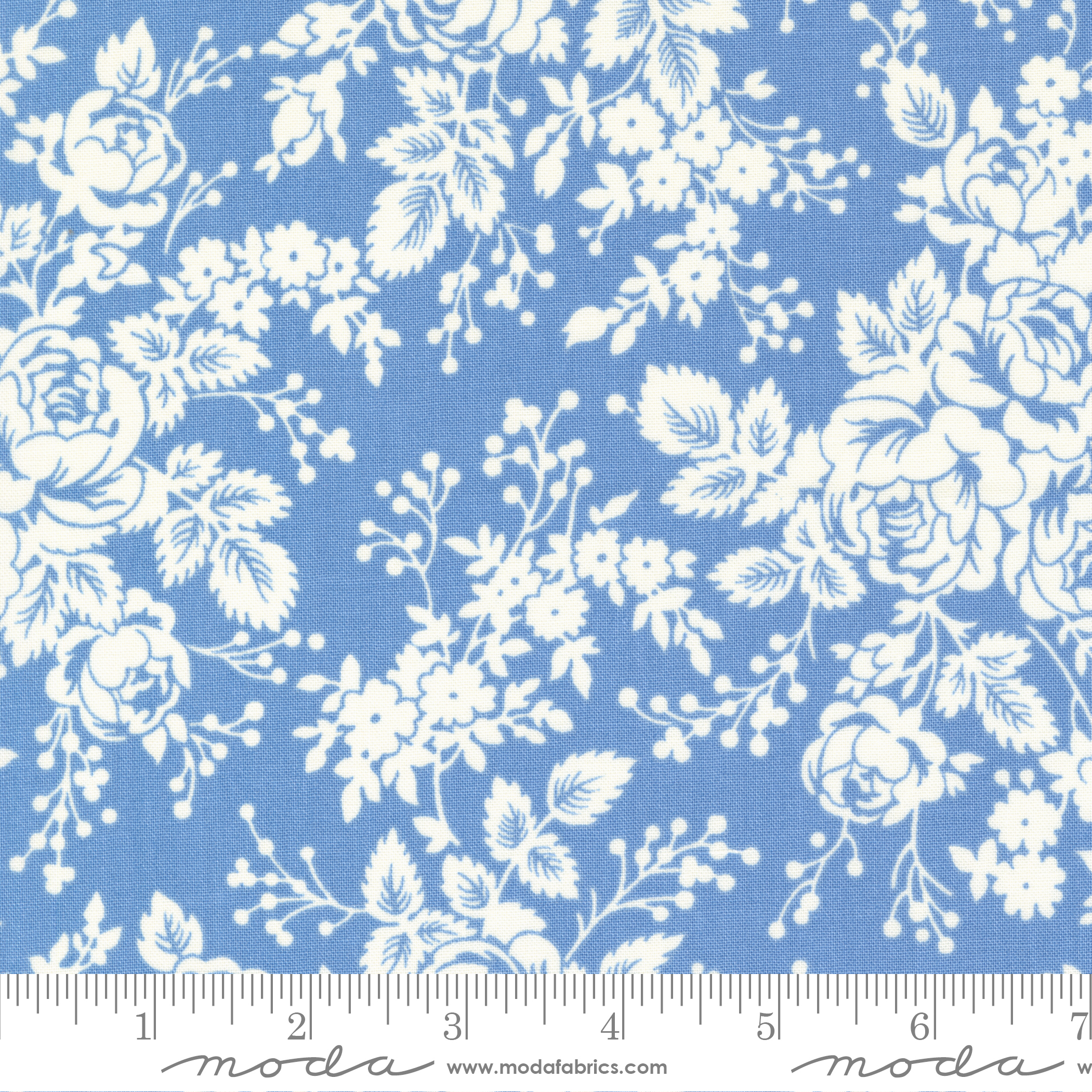 Blueberry Delight Floral Cornflower | Bunny Hill Designs | Moda Fabrics | 3030 15 | Sold in 1/2 Yd