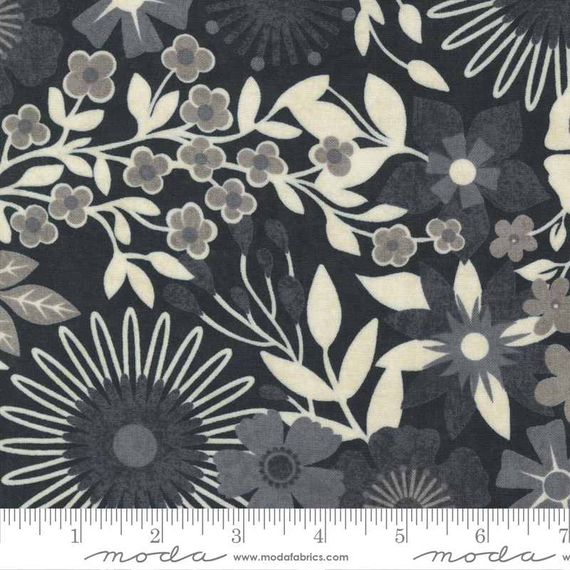 Date Night Large Floral Black Dress | Basic Grey | Moda Fabrics | 30710 16 | Sold in 1/2 Yd