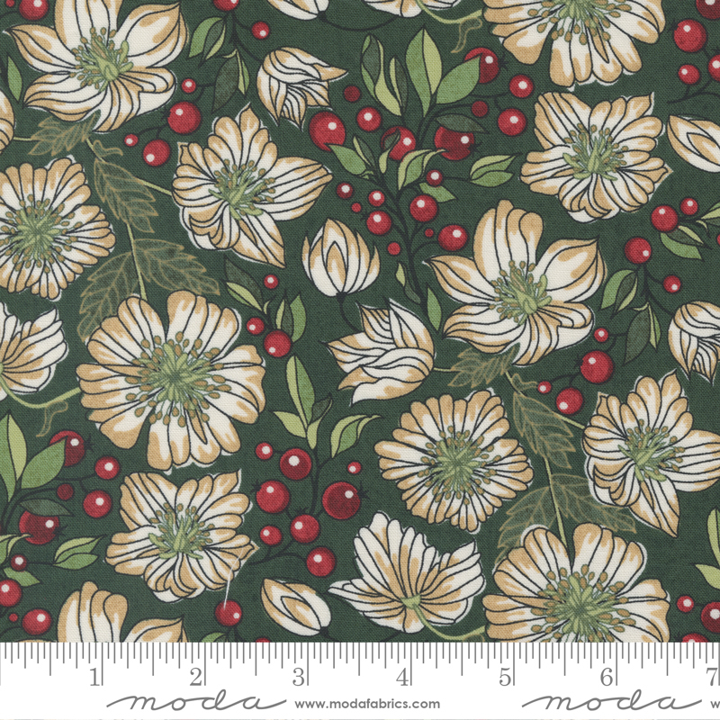Jolly Good Christmas Rose Evergreen | BasicGrey | Moda Fabrics | 30720 15 | Sold in 1/2 Yd