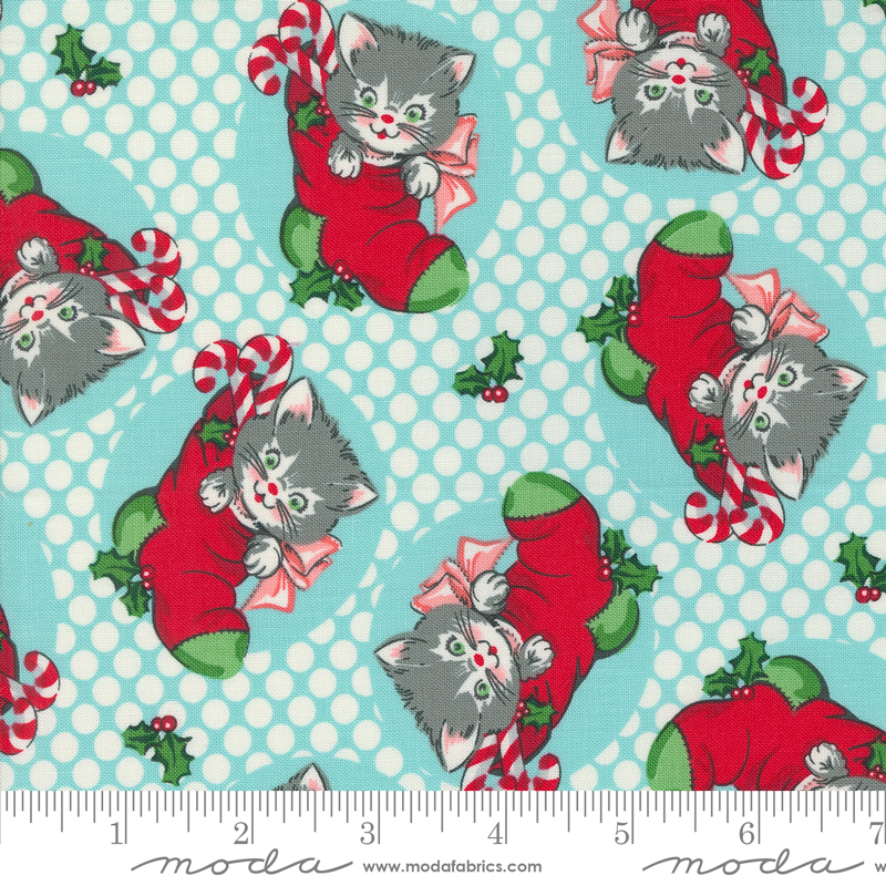 Kitty Christmas Kitty Icicle | Urban Chiks | Moda Fabrics | 31200 16 | Sold in 1/2 Yd
