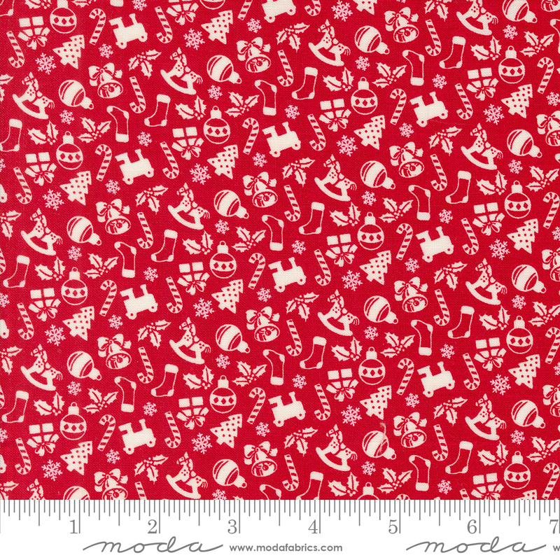 Kitty Christmas Toy Box Berry | Urban Chiks | Moda Fabrics | 31202 12 | Sold in 1/2 Yd