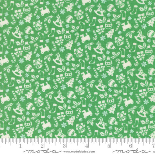 Kitty Christmas Toy Box Holly | Urban Chiks | Moda Fabrics | 31202 15 | Sold in 1/2 Yd