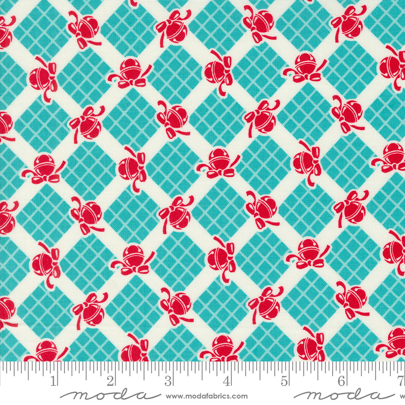 Kitty Christmas Bells Frost | Urban Chiks | Moda Fabrics | 31203 17 | Sold in 1/2 Yd