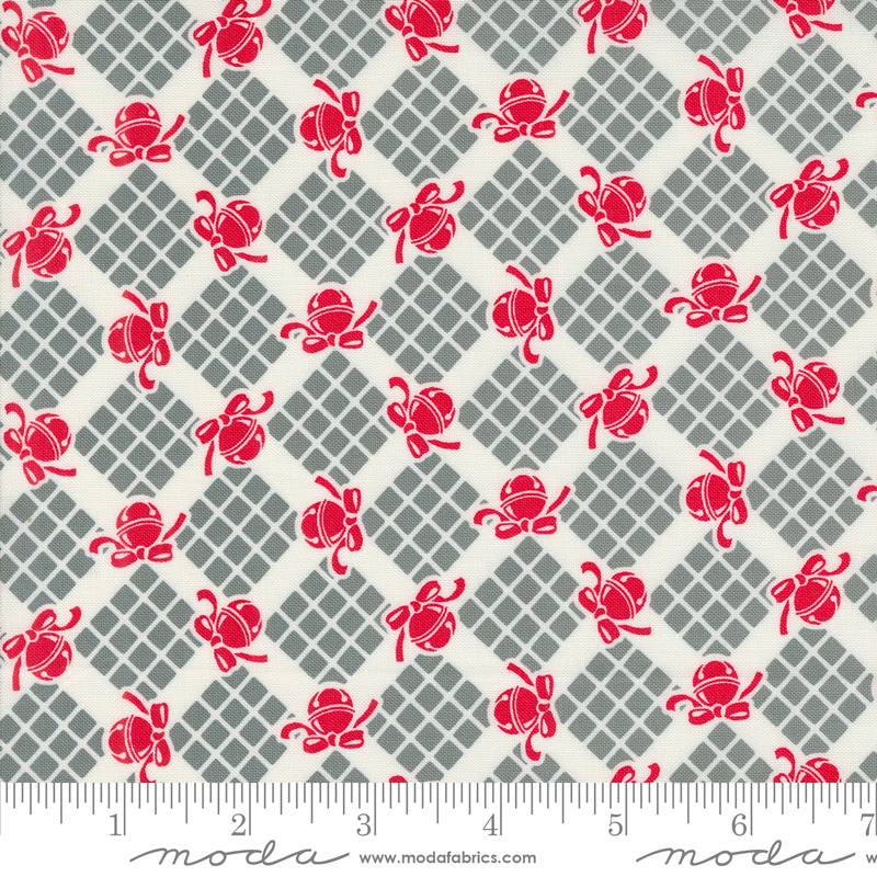Kitty Christmas Bells Coal | Urban Chiks | Moda Fabrics | 31203 17 | Sold in 1/2 Yd