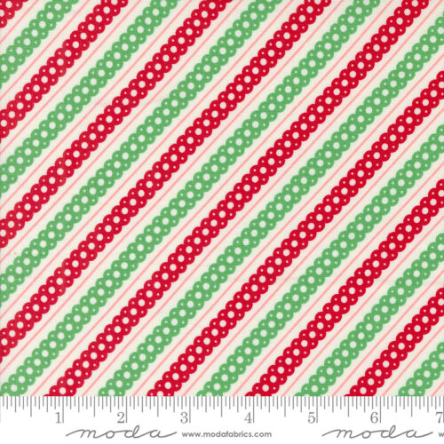 Kitty Christmas Stripe Snow | Urban Chiks | Moda Fabrics | 31205 11 | Sold in 1/2 Yd