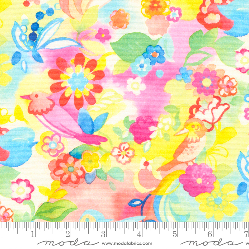 Whimsy Wonderland Birdie Paradise Rainbow | Momo | Moda Fabrics | 33651 11 | Sold in 1/2 Yd