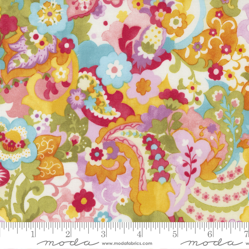 Jolie Groovy Paisley Party Rainbow | Chez Moi | Moda Fabrics | 33691 11 | Sold in 1/2 Yd