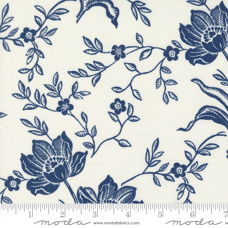 Denim & Daisies Large Floral Ivory Midnight Jeans | Fig Tree & Co | Moda Fabrics | 35380 28 | Sold in 1/2 Yd