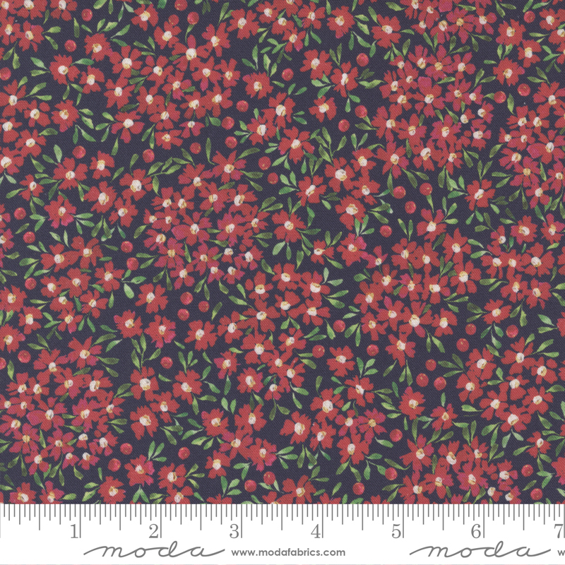 Comfort And Joy Holly Berry Ditsy Midnight | Create Joy Project | Moda Fabrics | 39755 12 | Sold in 1/2 Yd