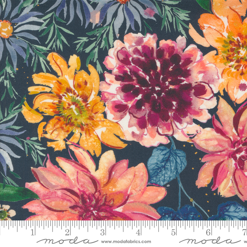 Floribunda Retro Harvest Midnight | Create Joy Project | Moda Fabrics | 39800 12 | Sold in 1/2 Yd