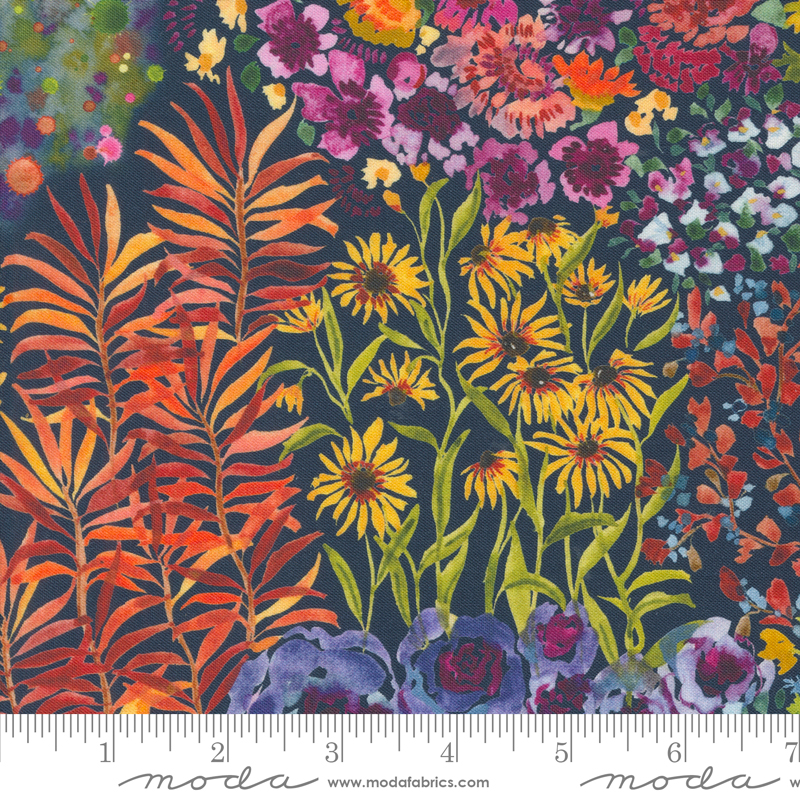 Floribunda Flower Child Midnight | Create Joy Project | Moda Fabrics | 39801 12 | Sold in 1/2 Yd