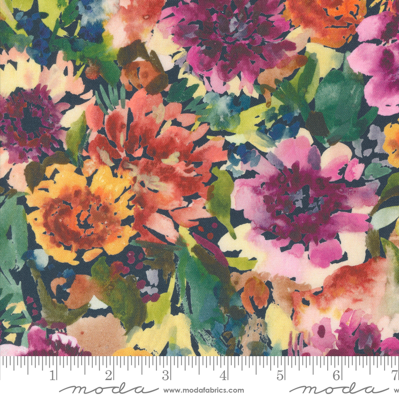 Floribunda Bloomindian Summer Midnight | Create Joy Project | Moda Fabrics | 39803 12 | Sold in 1/2 Yd